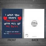 Funny CHEEKY Birthday Card For Boyfriend Husband Rude Card