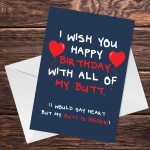 Funny CHEEKY Birthday Card For Boyfriend Husband Rude Card