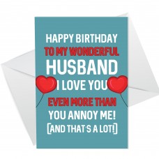 Novelty Birthday Card For Husband Funny Rude Birthday Card