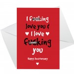 Funny Rude Anniversary Card For Husband Boyfriend Girlfriend