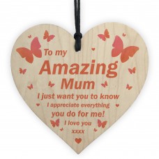 I Love You Mum Gift Hanging Wooden Heart Gift For Mum Birthday