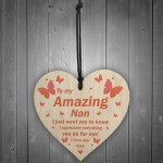 I Love You Nan Gift Hanging Wooden Heart Gift For Nan Birthday