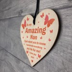 I Love You Nan Gift Hanging Wooden Heart Gift For Nan Birthday