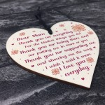 Dear Mum Gift For Mothers Day Birthday Wooden Heart Mum Poem