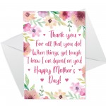 Mothers Day Card For Mum Thank You Mother's Day Card For Her