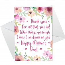 Mothers Day Card For Mum Thank You Mother's Day Card For Her
