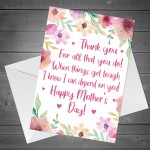 Mothers Day Card For Mum Thank You Mother's Day Card For Her