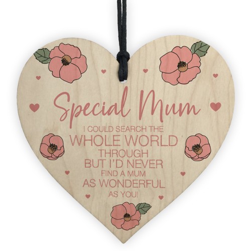 Mum Gift Wooden Hanging Heart For Birthday Mothers Day Gift