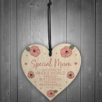 Mum Gift Wooden Hanging Heart For Birthday Mothers Day Gift