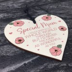 Mum Gift Wooden Hanging Heart For Birthday Mothers Day Gift