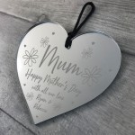 Personalised Mothers Day Gift for Mum Hanging Engraved Heart