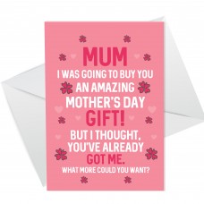 Mothers Day Card Funny Joke Card For Mum Novelty Card