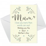 Mothers Day Card For Mum A6 Card Mum Card From Daughter Son