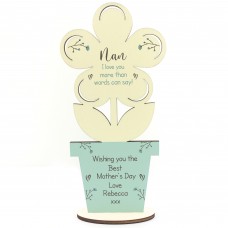 Personalised Mothers Day Gift For Nan Wooden Flower Gift