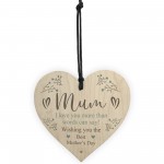 Hanging Wood Heart Mothers Day Gift For Mum From Daughter Son