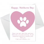 Happy Mothers Day Gift Card Dog Pet Gift Cute Paw Prints Cards 