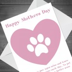 Happy Mothers Day Gift Card Dog Pet Gift Cute Paw Prints Cards 