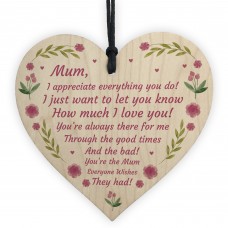 Mothers Day Gift Lockdown Gift for Mum Wooden Heart Thank You