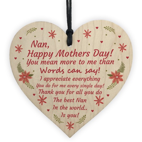Gift For Nan Mothers Day Gift Lockdown Wooden Heart Thank You
