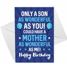 Birthday Card For Son Funny Humour Son Card From Mum Novelty