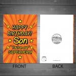 Happy Birthday Card For Son Superhero Theme Novelty Card