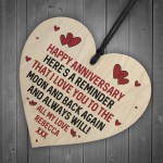 Personalised Happy Anniversary Gift For Husband Wife Wood Heart