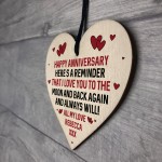 Personalised Happy Anniversary Gift For Husband Wife Wood Heart