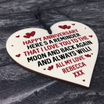 Personalised Happy Anniversary Gift For Husband Wife Wood Heart