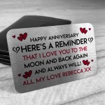 Anniversary Gift For Him Her PERSONALISED Metal Wallet Insert