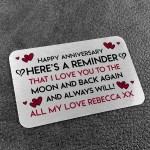 Anniversary Gift For Him Her PERSONALISED Metal Wallet Insert