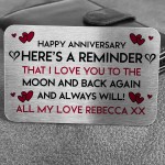 Anniversary Gift For Him Her PERSONALISED Metal Wallet Insert