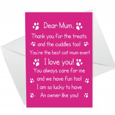 Funny Birthday Mothers Day Card For Mum From The Cat Poem