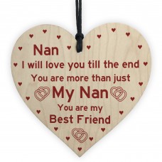 Nan Best Friend Gift Wooden Heart Birthday Mothers Day Gift