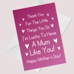 Mothers Day Card From Daughter Son Thank You Mum Poem