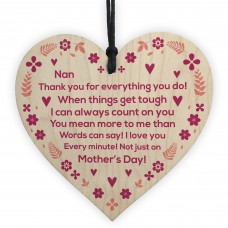 Mothers Day Gift For Nan Wood Heart Thank You Gift For Nan