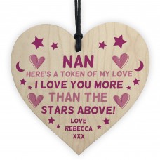 Personalised Gift For Nan Wooden Heart Mothers Day Birthday Gift