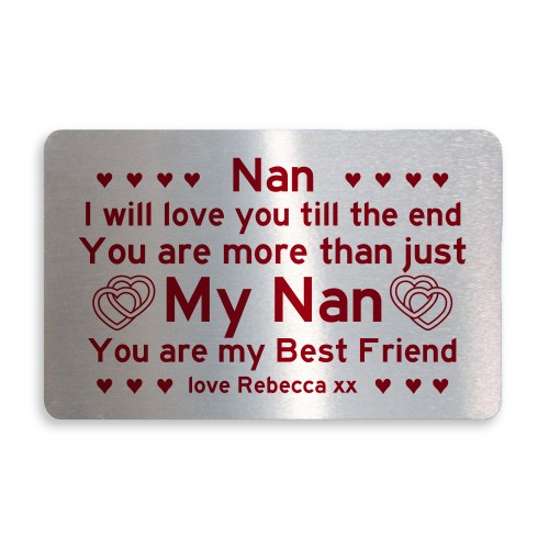 Personalised Love Gift Mothers Day Birthday Gift For Nan