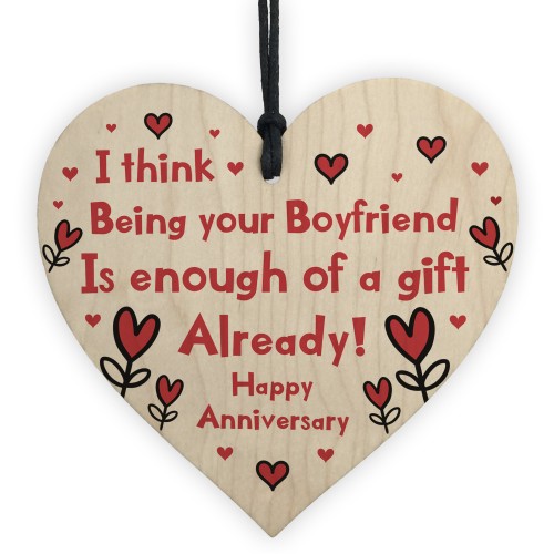 Funny Anniversary Gift For Boyfriend Novelty Wooden Heart Gift