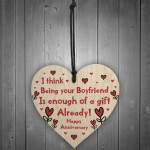 Funny Anniversary Gift For Boyfriend Novelty Wooden Heart Gift