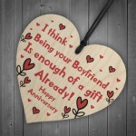 Funny Anniversary Gift For Boyfriend Novelty Wooden Heart Gift