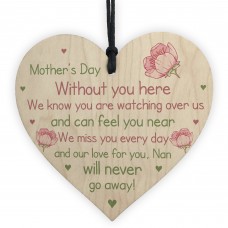 Mothers Day Memorial Plaque For Nan Wooden Heart Mother's Day