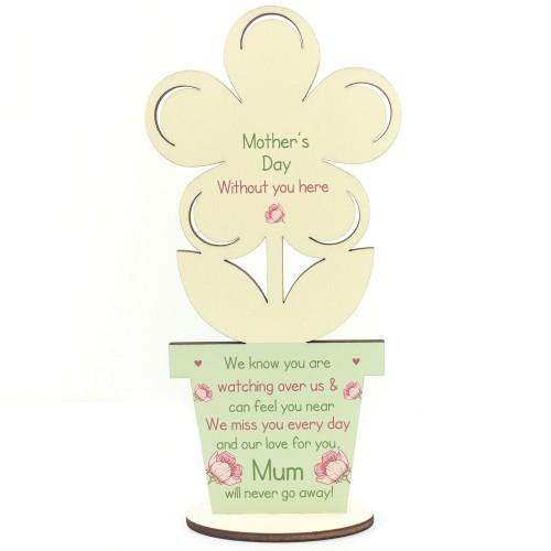 Mothers Day Memorial Gift For Mum Wooden Flower In Memory
