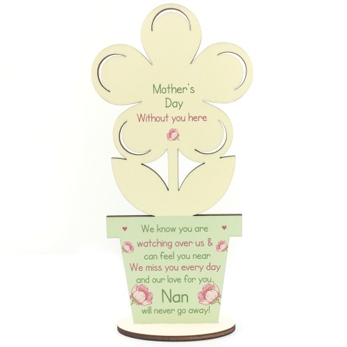 Mothers Day Memorial Gift For Nan Wooden Flower In Memory