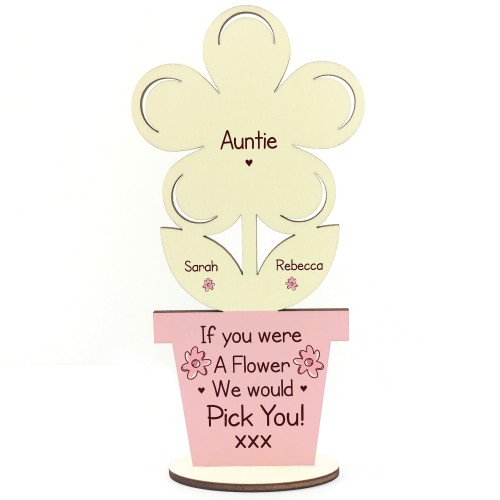 PERSONALISED Gift For Auntie Thank You Birthday Gift Wood Flower