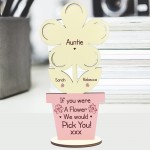 PERSONALISED Gift For Auntie Thank You Birthday Gift Wood Flower