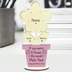 PERSONALISED Mothers Day Gift For Nanny Wood Flower Gift