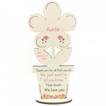 Personalised Thank You Birthday Gift for Auntie Wooden Flower