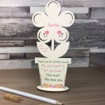 Personalised Thank You Birthday Gift for Auntie Wooden Flower