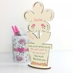 Personalised Thank You Birthday Gift for Auntie Wooden Flower