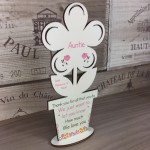 Personalised Thank You Birthday Gift for Auntie Wooden Flower